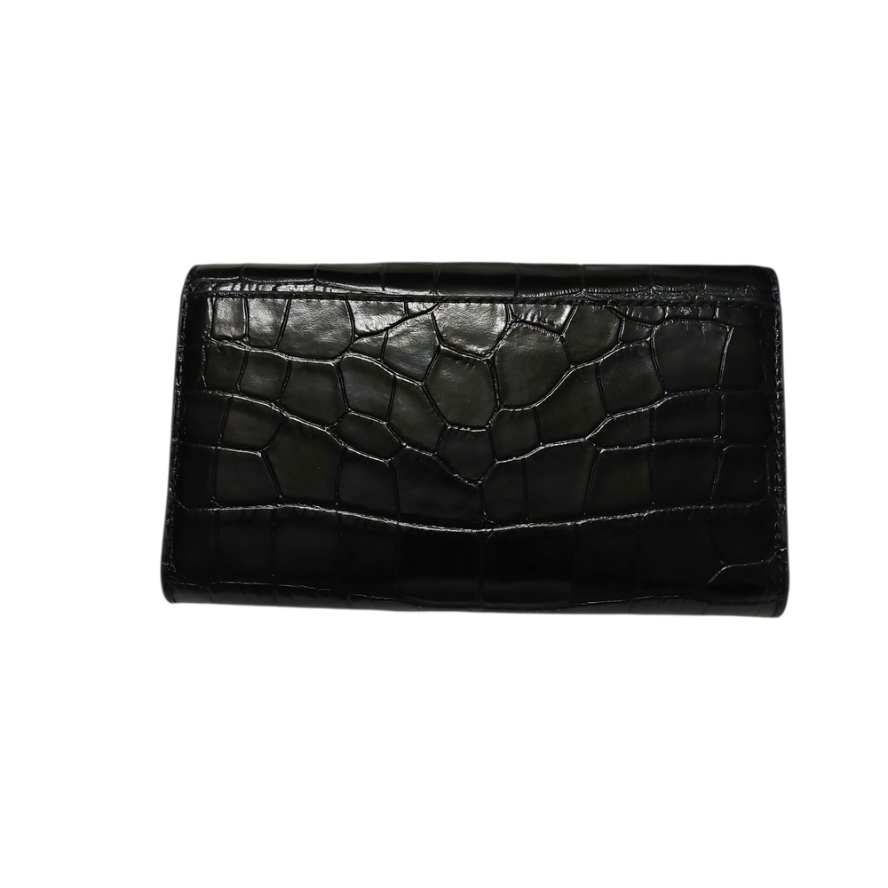 Michael Kors Tribeca Black Croc-Embossed Wristlet with Gold Accents - Picture 2 of 6